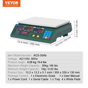 Electronic Price Computing Scale, 66 LB Digital Deli Weight Scales, LED Digital Commercial Food Fruit Meat Produce Counting Weight, for Retail Outlet Store, Kitchen, Restaurant Market, Farmer