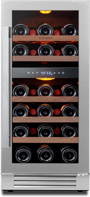 24'' Wine Cooler Refrigerator - 46 Bottle Wine Fridge Dual Zone with Modern Touch Intelligent Digital 40°-65°F Low Noise, Built in or Freestanding Wine Cooler for Home and Kitchen