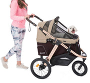 Jogging Sports Stroller with Comfort Rubber Wheels/Zipper-Less Entry/1-Hand Quick Fold/Aluminum Frame for Small/Medium Dogs Cats and Pets (Green Camo)
