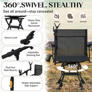 Danrelax 360 Silent Camo Hunting Blind Chair, Armrests, Side Pouch, Telescopic Legs