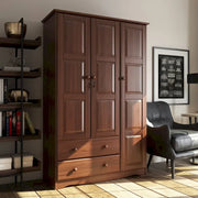3-Door Wardrobe Armoire - White/Mocha/Java - Solid Wood