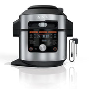Ninja OL701 Foodi 14 in 1 SMART XL 8 Qt. Pressure Cooker Steam Fryer with SmartLid & Thermometer Auto Steam Release, that Air Fries, Proofs & More, 3 Layer Capacity, 5 Qt. Crisp Basket, Silver/Black