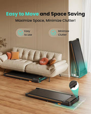 Walking Pad, Under Desk Treadmill with Incline for Home Office 2.5HP Portable Walking Treadmill with 280 Lbs Weight Capacity Walking Machine, Remote Control, LED Display