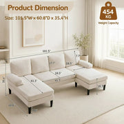 101 Inch Chenille U Shaped Sectional Sofa Double Chaise