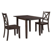 3-Piece Wood Drop Leaf Breakfast Nook Dining Table Set with 2 X-back Chairs for Small Places