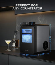 Nugget Ice Maker Countertop, Smart Pebble Ice Machine with APP Control, 44 lbs/24H Soft Pellet Chewable Ice with Self-Cleaning, Stainless Steel.