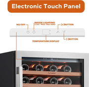 24'' Wine Cooler Refrigerator - 46 Bottle Wine Fridge Dual Zone with Modern Touch Intelligent Digital 40°-65°F Low Noise, Built in or Freestanding Wine Cooler for Home and Kitchen