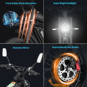 YVY 1500W Electric Bike for Adults, 33MPH 20'' Fat Tire Electric Motorcycle, 48V 20AH Removable Battery, 30 - 60