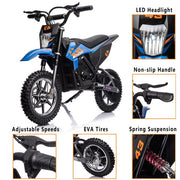 36V Kids Electric Dirt Bike, 36V, 350W, 15.5MPH, LED, 175lbs Max – Blue