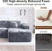 Cloud section sofa with L-shaped recliner modern modular sofa built-in cup holder