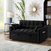 4 in1 Loveseat Sofa Bed with Armrests & Storage Pockets, Multi-Function Tufted Pull-out Sofa Bed with Adjustable Backrest