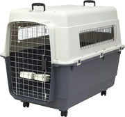 Designs Plastic Kennels Rolling Plastic Airline Approved Wire Door Travel Dog Crate, XXX-Large, Gray