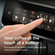 Philips Series 3300 Fully Automatic Espresso Coffee Machine - 6 Hot & Iced Drinks, LatteGo Milk System, 40% Quieter SilentBrew, Ceramic Grinder, Aquaclean Filter, Glossy Black (EP3341/50)