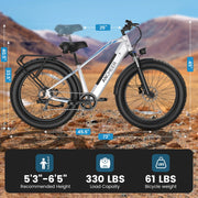 ANCHEER Electric Bike for Adults Peak 1000W Electric Bicycle 48V 15AH Battery Electric Bike 26" x 4.0" Fat Tire