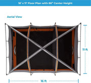 CORE Straight Wall Cabin Tents | 10 Person / 11 Person / 12 Person Large Multi Room Family Tents for Car Camping & Outdoor Adventures