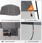CORE Straight Wall Cabin Tents | 10 Person / 11 Person / 12 Person Large Multi Room Family Tents for Car Camping & Outdoor Adventures