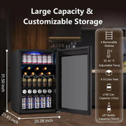 Mini Fridge 130 Can Beverage Refrigerator Cooler, 3.2 Cu.Ft Drink Fridge for Soda Wine Beer, Adjustable Temperature Control for Home Office, Black