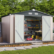 Aoxun 10 x 12FT Outdoor Storage Shed with Double Hinged Large Door Utility Garden Shed