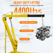 Joankaren 2 Ton Folding Hydraulic Engine Hoist, Heavy - Duty Engine Shop Crane Hoist Lift, Heavy Cherry Picker with 6