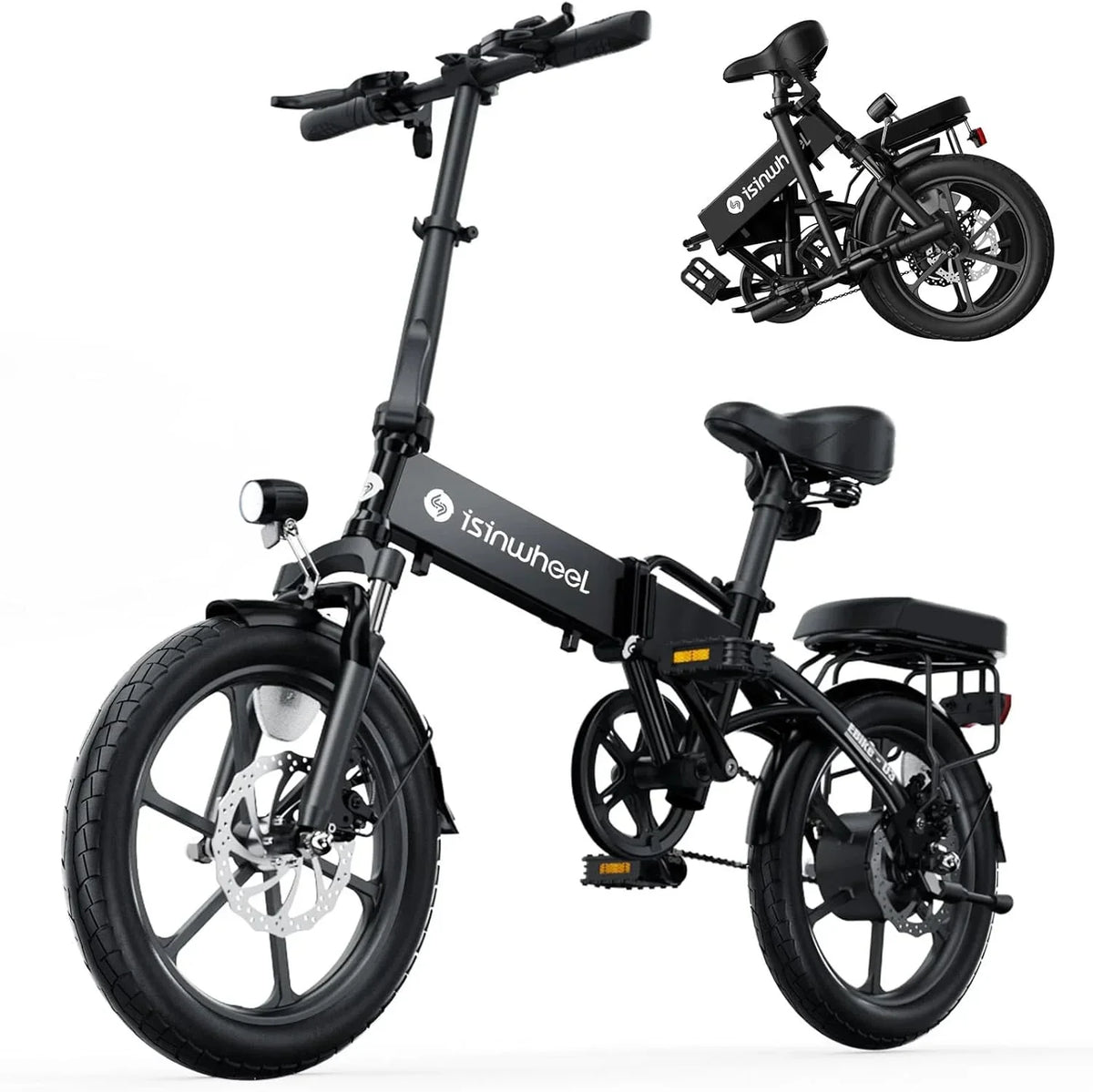 Electric Bike for Adults 500W Motor, 20 mph Folding Ebike, 14"/16"/20" Adults Electric Bicycles with Smart Uphill, 280.8Wh Battery, 25 Miles PAS Range, Mini E Bikes for Adults and Teens-isinwheel