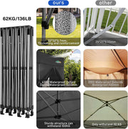 COBIZI 10x20 Heavy Duty Pop up Canopy Tent with 6 sidewalls Easy Up Commercial Outdoor Canopy Wedding Party Tents for Parties All Season Wind & Waterproof Gazebo with Roller Bag,Black(Frame Thickened)