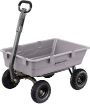 Heavy Duty Poly Utility Dump Wagon Garden Cart w/Pneumatic Tires, 6 Cu Ft - 1200 lb Capacity Outdoor Wheelbarrow for Yard, Landscaping & Gardening, Lawn Tractor or ATV Towable-Gorilla Carts