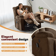 Rocker Recliner, Glider Recliner Chairs for Adults, 360° Swivel Rocking Chair with Massage and Heating, Nursery Chair with Storage and USB Charging for Living Room, Bedroom, Nursery