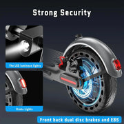 Electric Scooter - 8.5" Solid Tires, 350W Motor, Up to 19 MPH and 21-23 Miles Long-Range Portable Foldable Commuting Scooter for Adults with Double Braking System and App