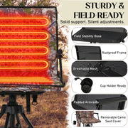 Danrelax 360 Silent Camo Hunting Blind Chair, Armrests, Side Pouch, Telescopic Legs