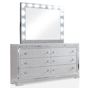 Seleena Glam Silver Wood 5-Piece Tufted Panel Bedroom Set with USB Port by Furniture of America