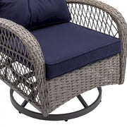 3 Pieces Outdoor Swivel Rocker Patio Chairs, 360 Degree Rocking Patio Conversation Set