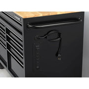 46-in W x 24.5-in D 9-Drawer Mobile Workbench with Hardwood Top and Power Station – Gloss Black