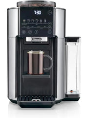 De'Longhi TrueBrew Drip Coffee Maker with Built-in Grinder, Programmable, 6 Brew Sizes, 5 Styles, Stainless Steel, Silver Black