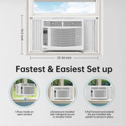 Window Air Conditioner 6000 BTU Cool to 250 Sq Ft Intelligent, LED, Remote Control, Easy to Clean Filter Screen, Can