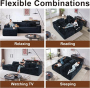 Cloud section sofa with L-shaped recliner modern modular sofa built-in cup holder