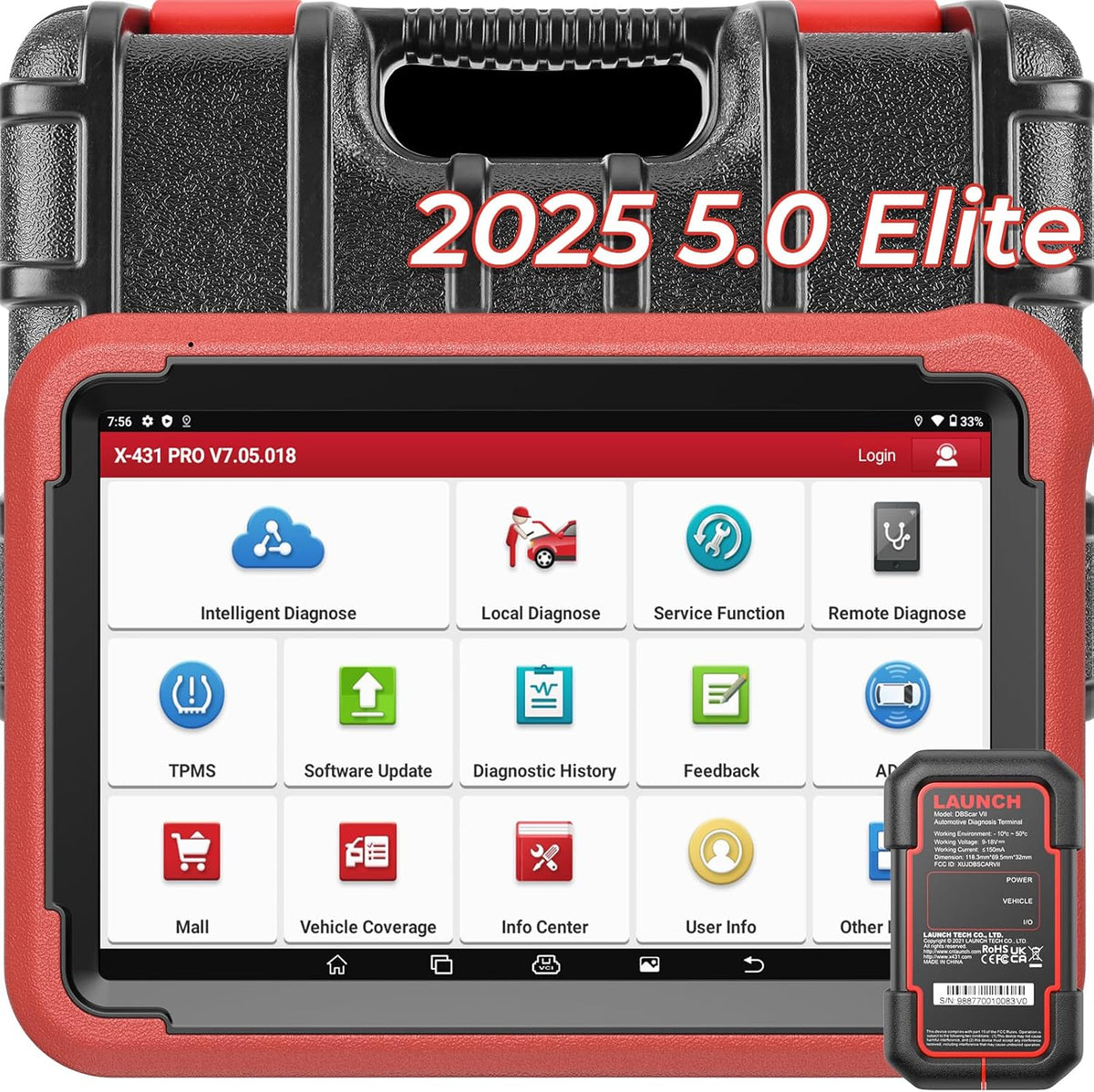 LAUNCH X431 V+ 5.0 Scan Tool with 2025 CANFD Connector, 37 Reset & OE-Level Diagnostics
