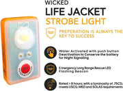 Life Jacket LED Strobe Light for Emergency Overboard Survival; Water Activated High Intensity Beam Long Range Rescue (4 Pack)