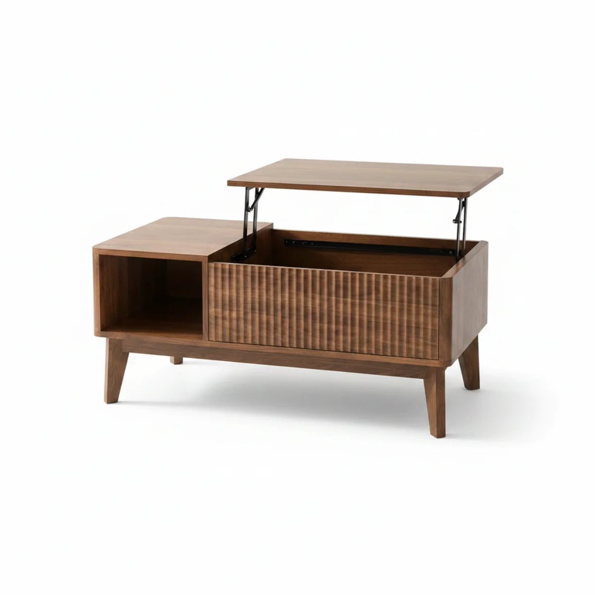 Walnut Fluted Lift Top Coffee Table Storage Design