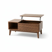 Walnut Fluted Lift Top Coffee Table Storage Design