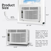 Window Air Conditioner 6000 BTU Cool to 250 Sq Ft Intelligent, LED, Remote Control, Easy to Clean Filter Screen, Can