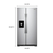 36-inch wide side-by-side refrigerator C 24 cubic feet stainless steel
