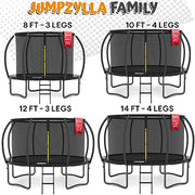 JUMPZYLLA Recreational Trampoline with Enclosure and Ladder, Galvanized Anti-Rust Coating