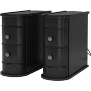 Solid Wood Chairside End Table, Two-Drawer Narrow Side Table Slim