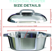 Cast Aluminum Dutch Oven - 8 Quart - Oval Dutch Oven Pot with Lid for Families and Parties - Lightweight Cajun Cookware with Ideal Heat Distribution - Oval Roaster Pan with Lid (13 Inch)