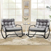 Oversized Rocking Lounge Chair, 450 lbs Extra Large Outdoor Recliner with Water-resistant Cushions