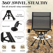 Danrelax 360 Silent Camo Hunting Blind Chair, Armrests, Side Pouch, Telescopic Legs