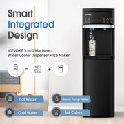 Self-Cleaning Water Dispenser with Ice Maker, Bottom Load, Black