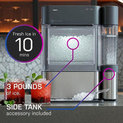 Countertop Nugget Ice Maker with Side Tank | Ice Machine with WiFi Connectivity | Smart Home Kitchen Essentials | Stainless Steel