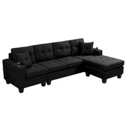 Sectional Sofa Living Room with L Shape Chaise Lounge and cup holder