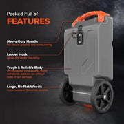 36-Gallon Portable Camper / RV Tote Tank - Features Large Heavy-Duty No-Flat Wheels & Built-In Gate Valve - Removable Steel Tow Adapter, 3 ?RV Sewer Hose & More RV Accessories (39006)